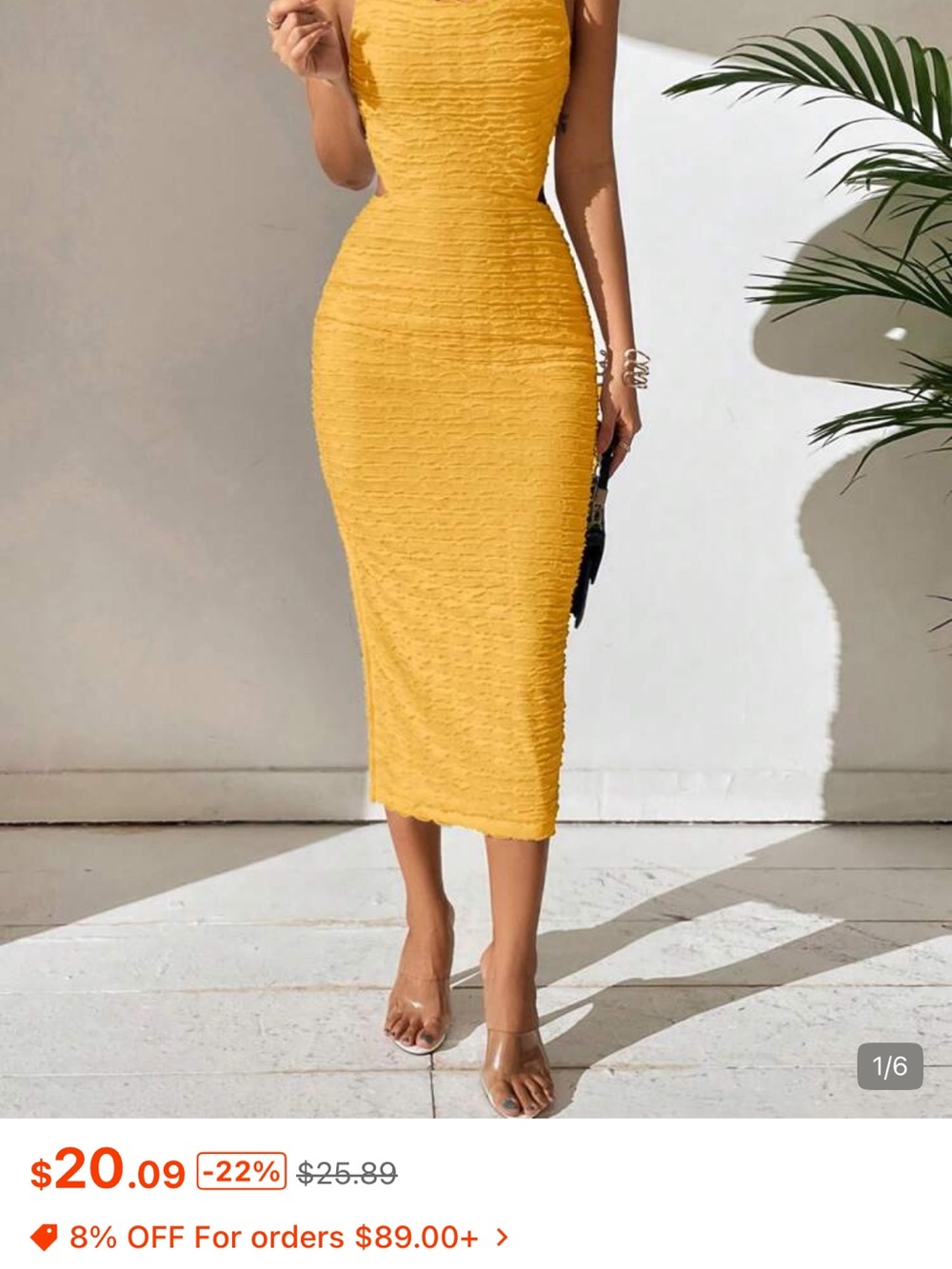 Yellow Bodycon Midi Dress - Sleek Women's Summer Dress